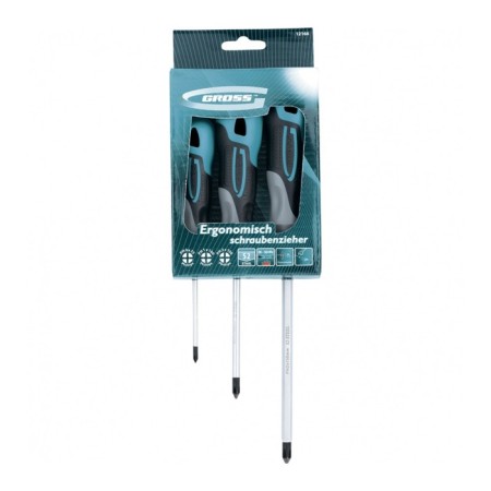 Set of screwdrivers GROSS, pH, 3 pcs., S2, three -component handle