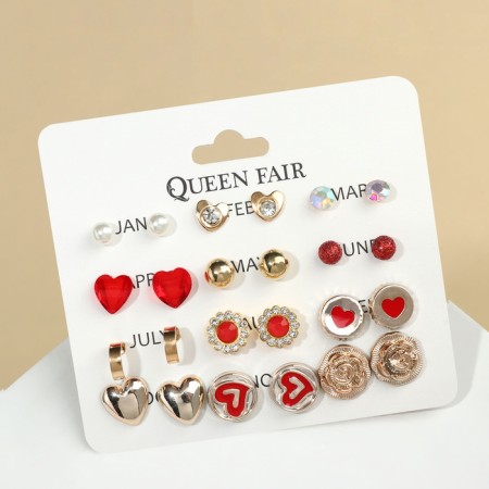Pusets 12 pairs "Fantasy" hearts, red-white color-2