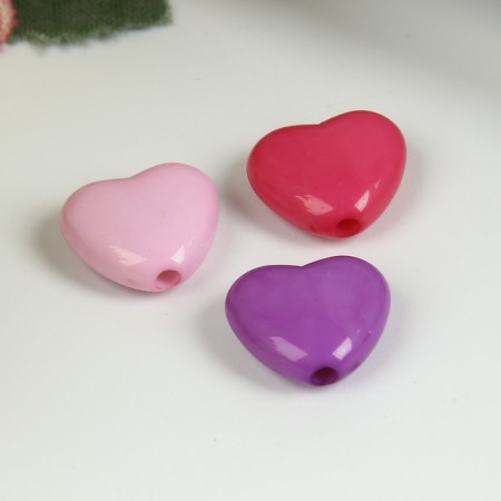 Beads for creativity "Heart", 10 mm, 30 grams, light pink, pink, purple-2