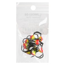 Triple hooks for Lucky John lure with colored drops, color YR, No. 06, 10 pcs.