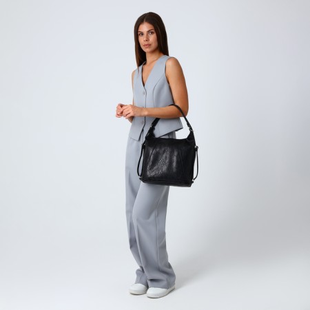 Bag Women's bag with zipper, black color-7