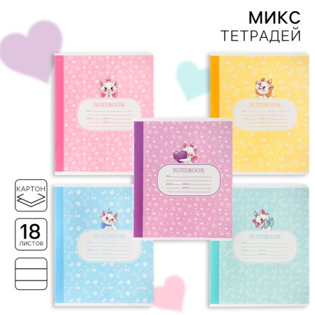 Notebook in the line of 18 sheets, 5 types of mix, cover coated cardboard, cats aristocrats