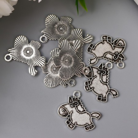 Decor metal for creativity "Unicorn" silver 2.2x2.4 cm-2