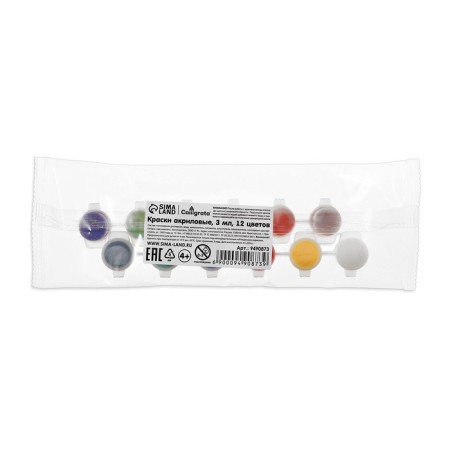 Acrylic paint, set of 12 colors x 3 ml, calligrata, frost -resistant, in a package-10