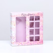 Box for 8 sweets + chocolate, with a window, 