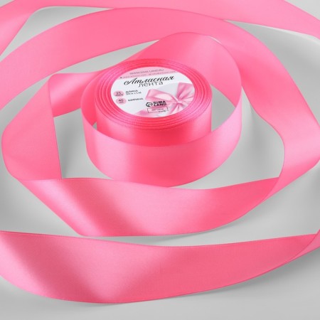 Satin ribbon, 40 mm × 23 ± 1 m, color saturated pink No. 05