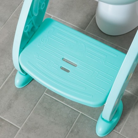 Children's lining - a seat on the toilet, soft, with a step, the color is turquoise-4