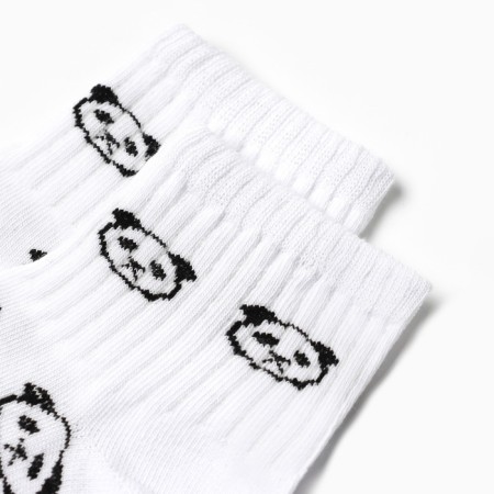 Women's socks shortened "Panda", white color, rr 23-25-1