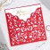 Wedding invitation: laser cutting, red color, 15 x 15 cm.