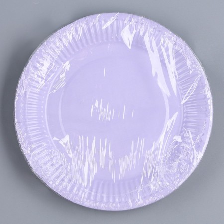 Disposable dishes: paper lavender plate, plain, 18 cm-5
