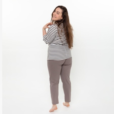 Female set (longshit, trousers), brown color, size 48-7