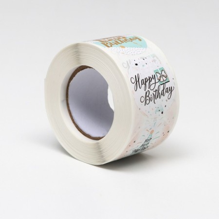 Stickers in the roll "Happy Birthday", 500 pcs, 3.8 x 3.8 cm-2