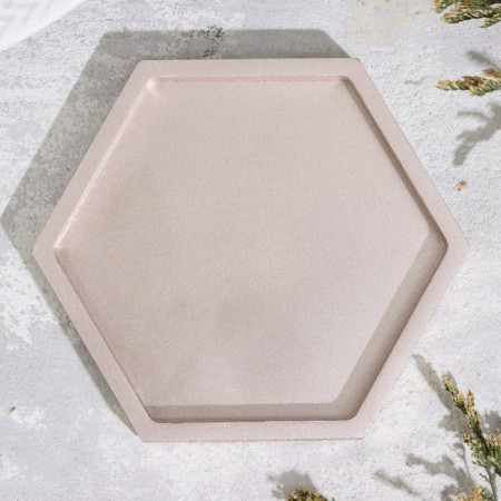Summary "Hexagon. Marble" from gypsum, 9.7x1.3x1cm, champagne-2