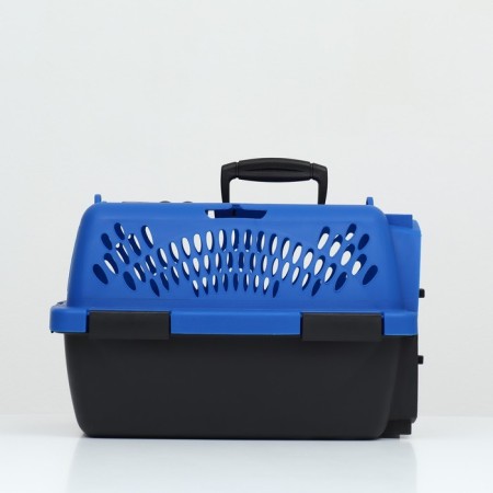 Carriage for animals with a plastic door, 40 x 32 x 26, blue-2