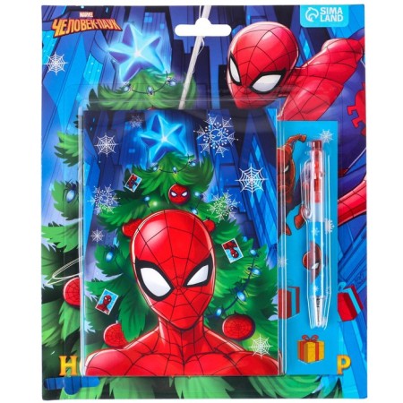 Chancellery "Happy New Year", notebook A6, pen, stickers, spider-man-1