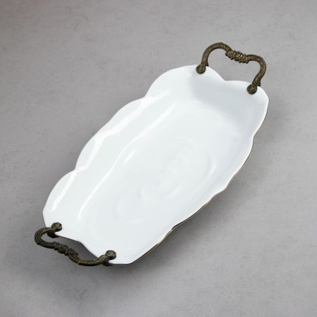 Dish "rose", 2.5 l, rectangular, gold stroke, porcelain, Iran-2