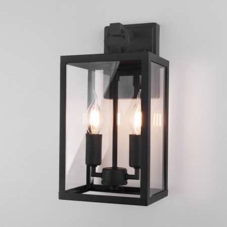 Street wall lamp Elektrostandard, Candle, 167x180x360 mm, E14, black color-1