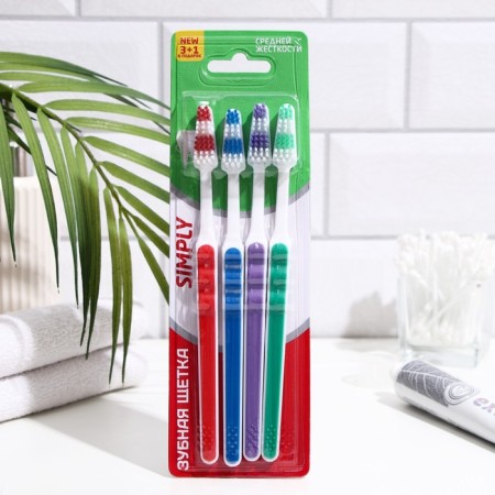 Rendal Simply toothbrush Average stiffness, 4 pcs.