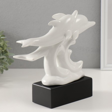 Souvenir Ceramics "Dolphins on the waves" White 7.3x22x23 cm-1