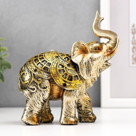 Souvenir Polystone "Elephant with drawings on the Popon" set of 2pcs. 14.5x13x5.7 cm-1