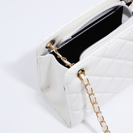 Female bag, zipper clutch, white color-5