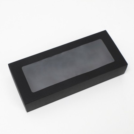 Box fold, pencil case, with a window, black, 27 x 12 x 5 cm-1