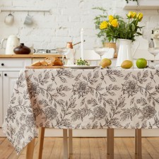 Black Flowers tablecloth 149x180cm, 100% HL, sarzha 190 g/m2