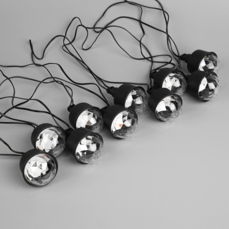 Garland “thread” 5.4 m with nozzles “disco-shara”, IP65, dark thread, 10 LED, glow red/warm white, 220 V-3