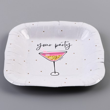Plate plate disposable square "festive" party, 16.5x16.5 cm-2