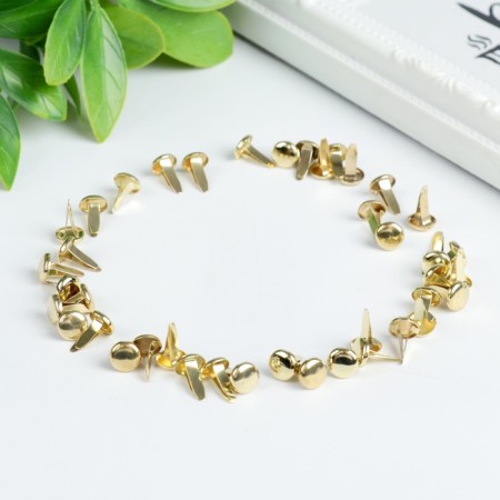 Brads for creativity metal "gold" set 40 pcs 1 cm 15.5x8.8x2 cm-2