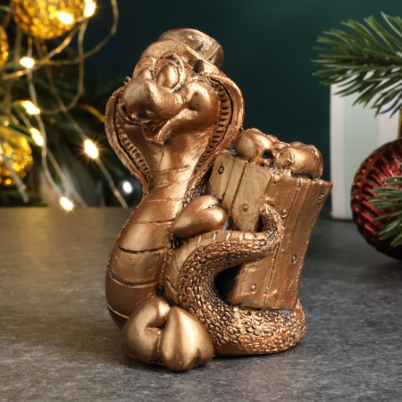 Figure "Snake with a gift" aged bronze, 6x4x4cm-1