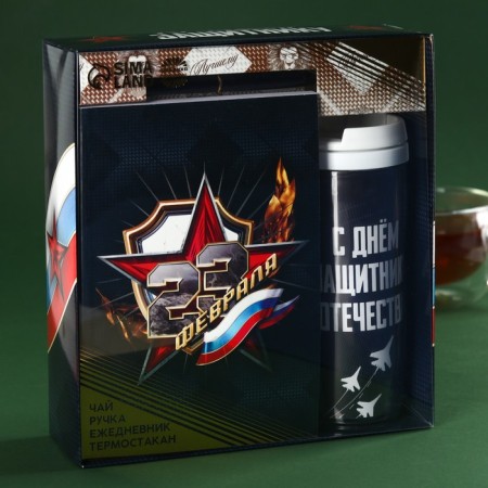 Set “Best Defender”: Black Tea 20 g. Thermostatic 350 ml., Diary 80 sheets, pen-4