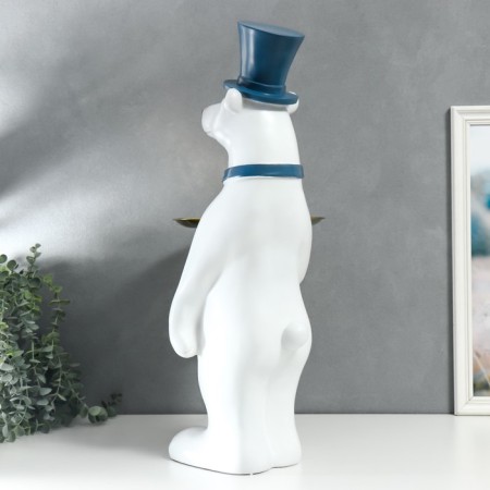 Souvenir Polystone stand "White bear in the cylinder and tie" D = 26 cm 70x37x40 cm-4
