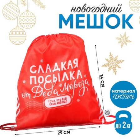 New Year. Bag for sweets 290 x 340 mm, "Sweet Parcel from Santa Claus" (soft polyester density 210d)