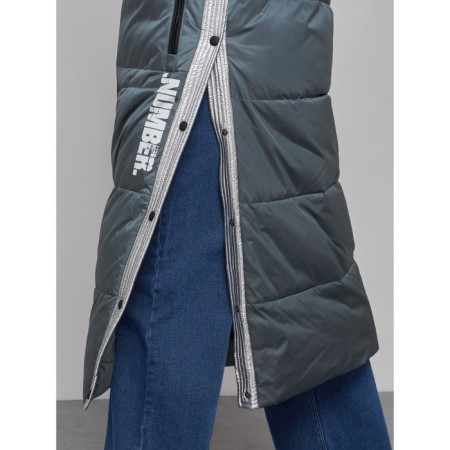 Coat insulated winter female, size 42, dark green color-9