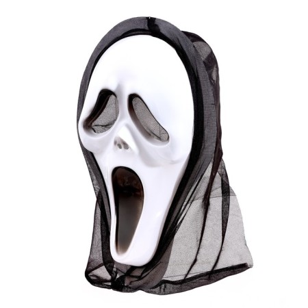 Carnival cloak with a hood "Red Skulls", Atlas + Mask-2