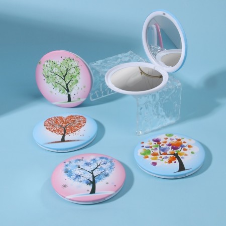 Folding mirror "Trees", D = 7.5 cm, with an increase, Mix drawing-1