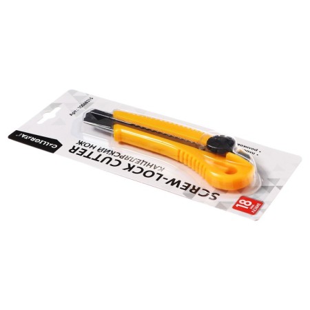 Chancellery knife 18 mm, plastic, with a roller lock, TOP-1