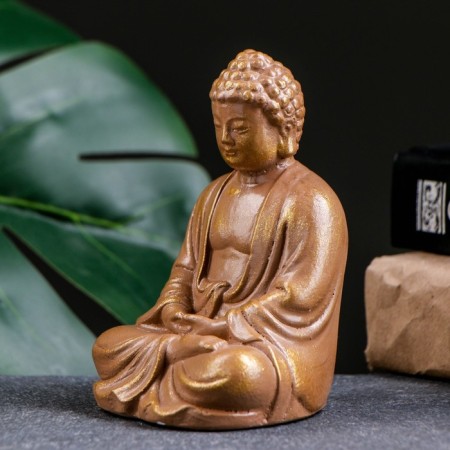 Buddha stands for incense "Sit" brown gold, 12cm-3