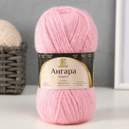 Angara yarn 35% mohair 15% wool, 50% acrylic 250m/100g (056 pink)