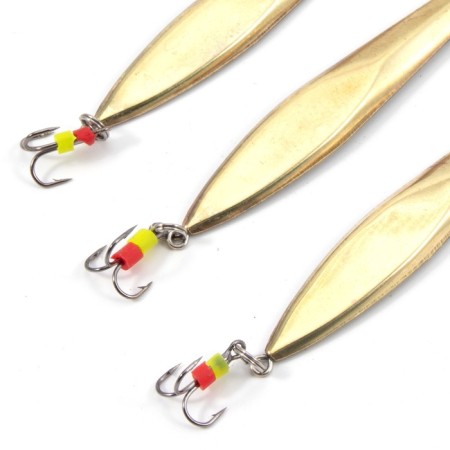 Vertical "Yaman" pike with a tee, size 70 mm, 11.5 g, brass color-1