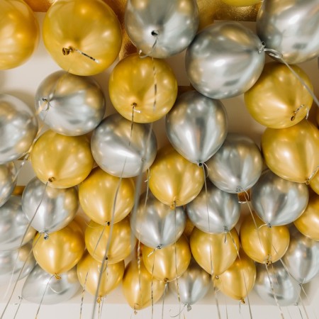 Bouquet of balls "Gold and silver", latex, chrome, set of 50 pcs.-1