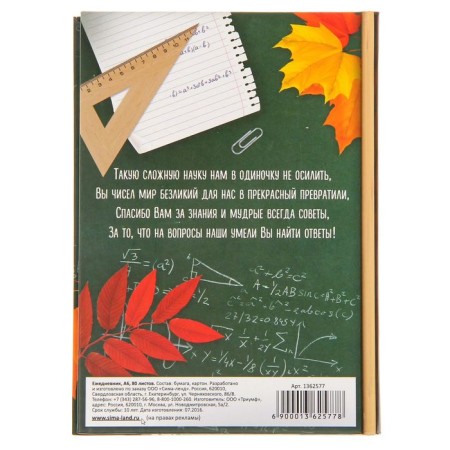 Diary "Mathematics Teacher, solid cover, A6, 80 sheets-5
