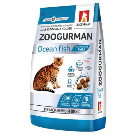 Dry food zoogurman for cats, ocean fish, 350 g