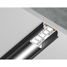 Profile aluminum invoice Ambrella Illumination Alum Profile, GP1700BK/BK, 2000x6x15.5 mm, black color, black disper