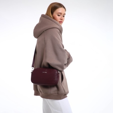 Women's bag over the shoulder Textura, small size, burgundy color-1