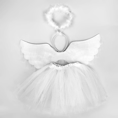 Carnival set "Angel", 3 objects: skirt, rim, wings