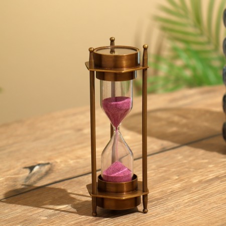Sanding clock with compass 14x5.5 cm, brass-3