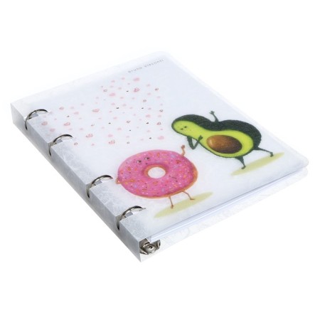 Notebook on rings, 80 sheets in the cell "avocado and donut", plastic cover, foil embossing, shift unit 70 g/m2-1