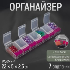 Organizer for storing trifles, 7 departments, with buttons, 22 × 5 × 2.5 cm